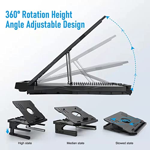 Laptop Stand for Desk Adjustable Height, 2-Layer Laptop Riser with 360 Swivel Base, Portable Ergonomic Computer Stand Holder, Foldable Laptop Stand Compatible with MacBook, All Laptops 10-15.6", Black
