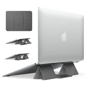 ringke folding stand 2, portable & foldable design lightweight anti-slide open space cooling two elevation adjustments invisible laptop stand for macbooks, tablets, laptops and notebooks – gray