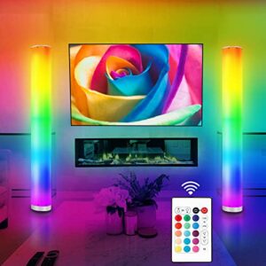 2 pack rgb corner floor lamp for living room, remote control 41″ tall modern floor lamp colorful atmosphere decoration soft lighting night light led lamp for bedroom gaming room party