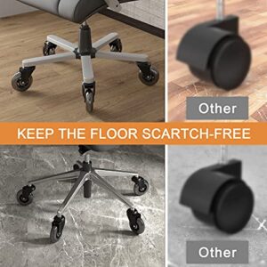 Office Chair Casters Wheels 3in Black Replacement Rubber Office Chair Wheels for Hardwood Floors and Carpet, Set of 5 Heavy Duty Office Chair Casters Smooth Safe Rolling(Black)