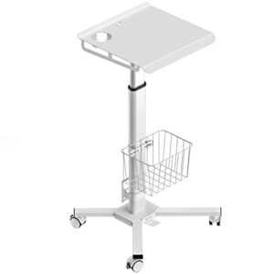 onkron rolling laptop stand – computer cart with wheels – standing desk on wheels – foot pedal pneumatic height adjustable table on wheels – utility medical cart – desk load up to 17.6 lbs, white