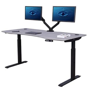 apexdesk ax7133gry elite pro series electric height adjustable standing desk (71″, grey top/black frame)