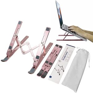 abravo laptop stand, 7 angles adjustable, foldable stand, ergonomic laptop riser, ventilated cooling anti-slip compatible for laptop (pink)