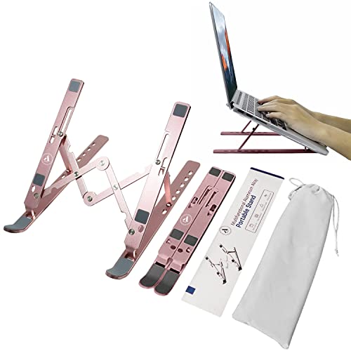 ABravo Laptop Stand, 7 Angles Adjustable, Foldable Stand, Ergonomic Laptop Riser, Ventilated Cooling Anti-Slip Compatible for Laptop (Pink)