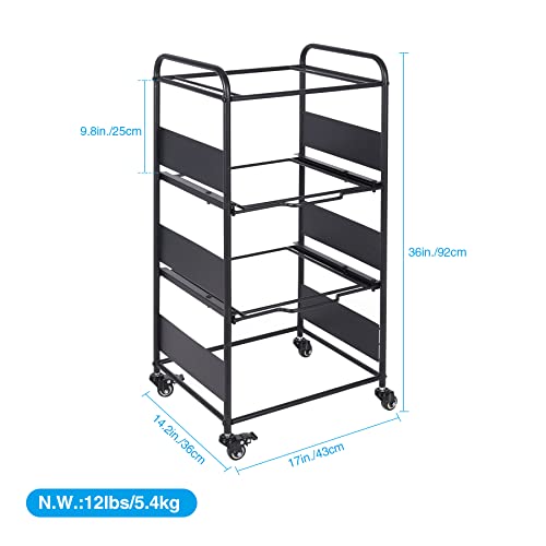 ALAPUR Rolling File Carts with Wheels Hanging Files,3 Tier Metal Filing Cart Organizer for Letter Size Movable Pull-Out File Folder Rack
