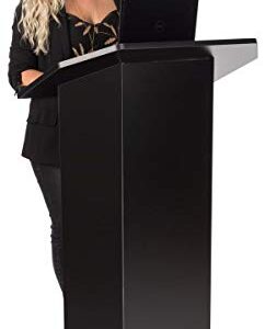 Displays2go Floor Podium with Reading Surface – Black (OLILCTOPBBK)