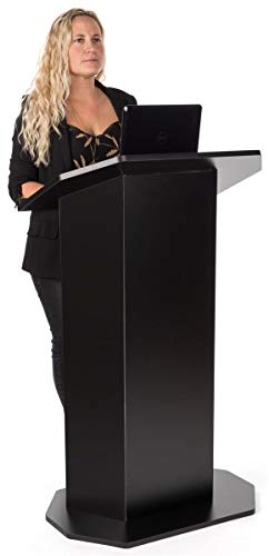 Displays2go Floor Podium with Reading Surface – Black (OLILCTOPBBK)