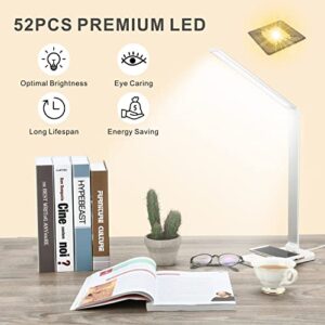 LED Desk Lamp, Wireless Charging Lamp Office Desk Lights with Wireless Charger & USB Charging Port, Table Lamps with Dimmable 25 Lighting Modes, Smart Timer for Home Office Dorm Room (Silver White)