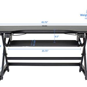 Rocelco 46" Large Adjustable Standing Desk Converter with Triple Monitor Mount - Sit Stand Up Computer Workstation Riser - Retractable Keyboard Tray - (R DADRB-46-DM3), Black