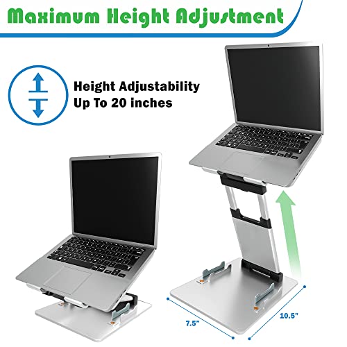 Laptop Stand for Desk – Stable Laptop Riser for Desk – Height & Angle Adjustable Laptop Stand – Sturdy, Aluminium PC & MacBook Stand – Laptop Holder for 11” to 17” Laptops by Pivot World