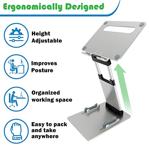 Laptop Stand for Desk – Stable Laptop Riser for Desk – Height & Angle Adjustable Laptop Stand – Sturdy, Aluminium PC & MacBook Stand – Laptop Holder for 11” to 17” Laptops by Pivot World