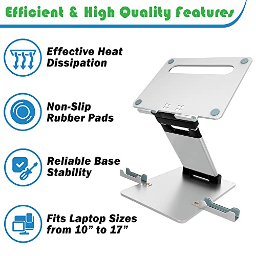 Laptop Stand for Desk – Stable Laptop Riser for Desk – Height & Angle Adjustable Laptop Stand – Sturdy, Aluminium PC & MacBook Stand – Laptop Holder for 11” to 17” Laptops by Pivot World