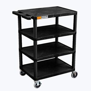 luxor bc45-b 4 flat shelf structural foam plastic cart black 24″w x 18″d x 39″h