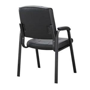 Naomi Home Mindy Office Guest Chair Set of 2, Heavy Duty Leather Executive Waiting Room Chairs, Lobby Reception Chairs with Padded Arm Rest, Conference Room Chairs Set of 2 - Black