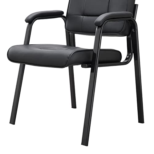 Naomi Home Mindy Office Guest Chair Set of 2, Heavy Duty Leather Executive Waiting Room Chairs, Lobby Reception Chairs with Padded Arm Rest, Conference Room Chairs Set of 2 - Black