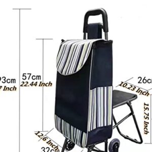 Cart with Seat Multi Function Trolley (Size: 22" * 12" * 8") for Shopping Travelling Casual Fishing