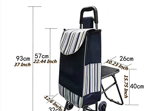 Cart with Seat Multi Function Trolley (Size: 22" * 12" * 8") for Shopping Travelling Casual Fishing