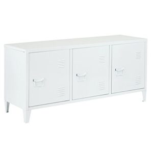 houseinbox office file storage metal cabinet 3 door cupboard locker organizer console stand 3-in-1,black (white)
