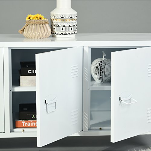 HouseinBox Office File Storage Metal Cabinet 3 Door Cupboard Locker Organizer Console Stand 3-in-1,Black (White)