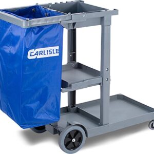 Carlisle FoodService Products Plastic Short Platform Janitorial Cart, 300 lbs Capacity, 45" x 19" x 39", Gray