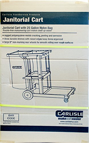 Carlisle FoodService Products Plastic Short Platform Janitorial Cart, 300 lbs Capacity, 45" x 19" x 39", Gray