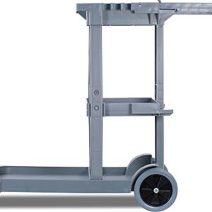 Carlisle FoodService Products Plastic Short Platform Janitorial Cart, 300 lbs Capacity, 45" x 19" x 39", Gray