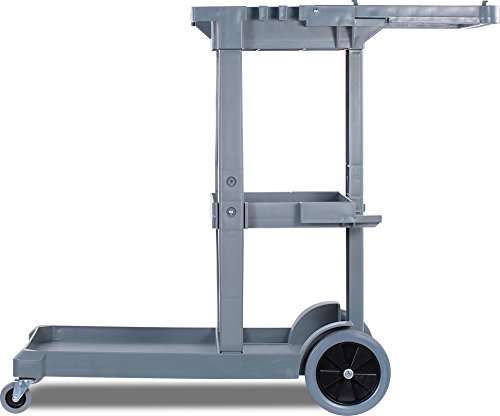 Carlisle FoodService Products Plastic Short Platform Janitorial Cart, 300 lbs Capacity, 45" x 19" x 39", Gray