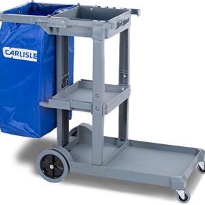 Carlisle FoodService Products Plastic Short Platform Janitorial Cart, 300 lbs Capacity, 45" x 19" x 39", Gray