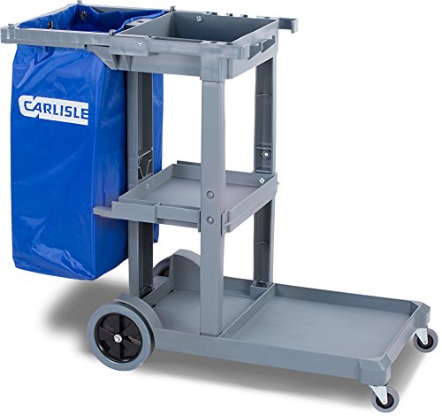 Carlisle FoodService Products Plastic Short Platform Janitorial Cart, 300 lbs Capacity, 45" x 19" x 39", Gray