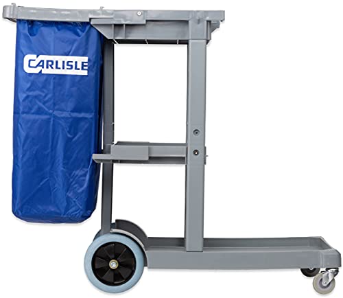 Carlisle FoodService Products Plastic Short Platform Janitorial Cart, 300 lbs Capacity, 45" x 19" x 39", Gray