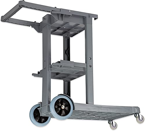 Carlisle FoodService Products Plastic Short Platform Janitorial Cart, 300 lbs Capacity, 45" x 19" x 39", Gray