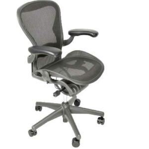 aeron herman miller office chair size b | fully adjustable with all features included| quick and easy assembly| renewed| 10 year warranty| hardwood floor roller blade style wheels included