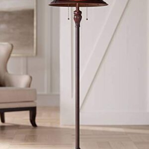 Regency Hill Capistrano Mission Farmhouse Traditional Standing Floor Lamp 57.5" Tall Rustic Bronze Metal Brown Red Natural Mica Empire Shade for Living Room Reading House Bedroom Home