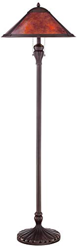 Regency Hill Capistrano Mission Farmhouse Traditional Standing Floor Lamp 57.5" Tall Rustic Bronze Metal Brown Red Natural Mica Empire Shade for Living Room Reading House Bedroom Home