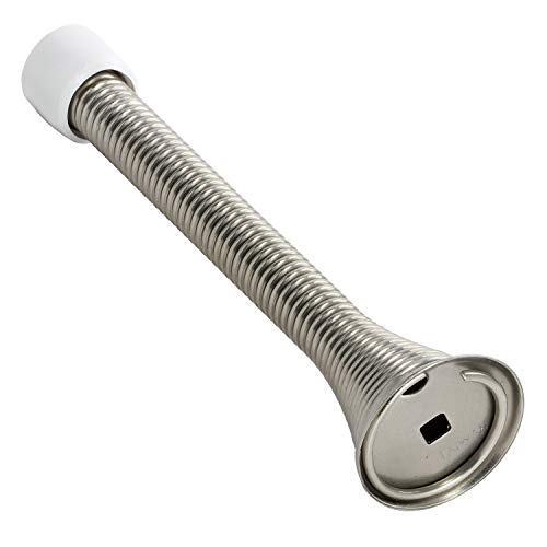 2 Pack Rok Hardware 3-3/4" (95mm) Longer Version Flexi Spring Heavy Duty Wall Door Stop Bumper ROKDS2BN, Brushed Nickel