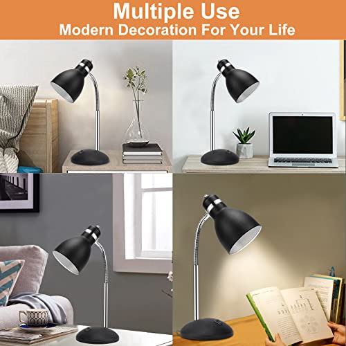 LINNMON Table Lamp, Desk Lamp with Flexible Gooseneck, Adjustable Study Lamp with ON/Off Switch, Nightstand Lamp for Living Room, Bedroom, Classroom, College Dorm