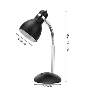 LINNMON Table Lamp, Desk Lamp with Flexible Gooseneck, Adjustable Study Lamp with ON/Off Switch, Nightstand Lamp for Living Room, Bedroom, Classroom, College Dorm