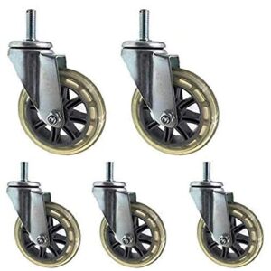 4in heavy duty casters wheel, office chair caster replacement computer chair wheels soft rubber heavy duty,protect for hardwood carpet tile,5 set,universal standard stem 12x30mm