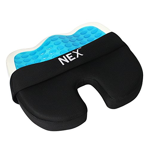 NEX Memory Foam Gel Seat Cushion for Office Chair, Comfort Butt Pillow for Tailbone Lower Back Pain Relief, Ergonomic Lower Back Support Work Chair Pad