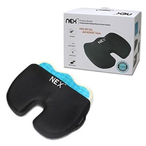 NEX Memory Foam Gel Seat Cushion for Office Chair, Comfort Butt Pillow for Tailbone Lower Back Pain Relief, Ergonomic Lower Back Support Work Chair Pad