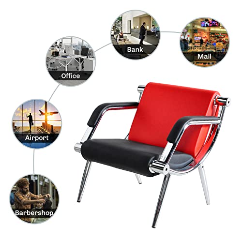 Bestmart INC PU Leather Office Reception Chair Executive Side Waiting Room Visitor Guest Sofa (RED, 2)