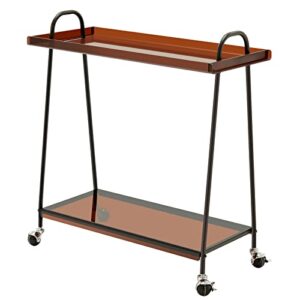 2 tier acrylic home bar cart multifunctional kitchen metal mobile service wine cart with lockable wheels office coffee rolling utility cart(mult)
