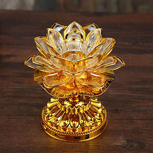 Buddha Machine, LED Lotus Lamp Buddha Lamp Prayer Machine Prayer Machine with 36 Songs (Without Battery)