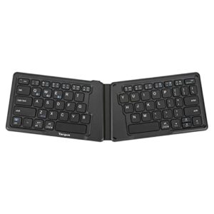 targus ergonomic foldable bluetooth antimicrobial keyboard, black (akf003us)
