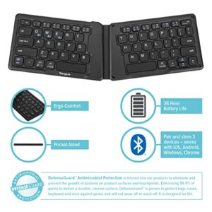 Targus Ergonomic Foldable Bluetooth Antimicrobial Keyboard, Black (AKF003US)