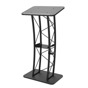 FixtureDisplays® Curved Podium, Truss Metal/Wood Pulpit Lectern with A Cup Holder 11568-H