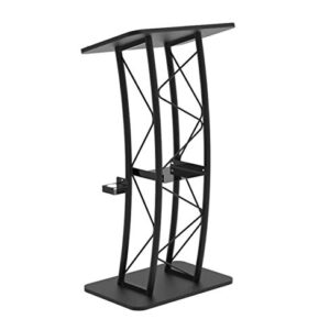 FixtureDisplays® Curved Podium, Truss Metal/Wood Pulpit Lectern with A Cup Holder 11568-H