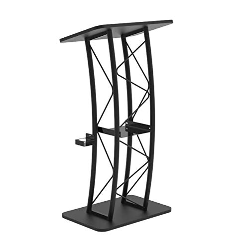 FixtureDisplays® Curved Podium, Truss Metal/Wood Pulpit Lectern with A Cup Holder 11568-H