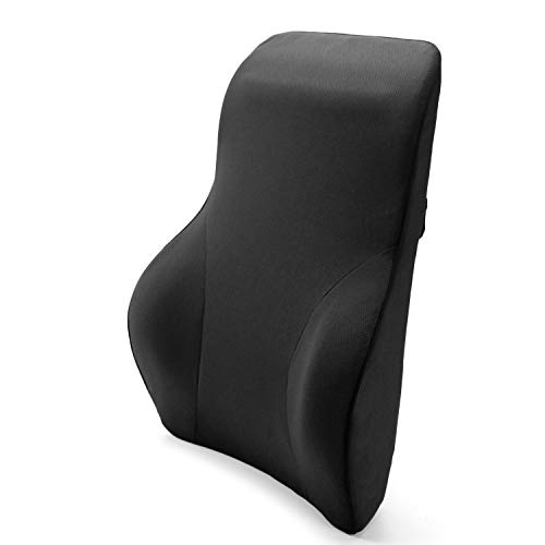 Tektrum Full Lumbar Entire Back Support Cushion for Home/Office Chair, Car Seat - Washable Cover, Ergonomic Thick 3D Design Fit Body Curve - Back Pain Relief, Improve Posture - Black (TD-QFC024-BLK)