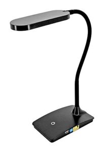 tw lighting led desk lamp with usb charging port, 3-way touch switch,ivy-40wt, black